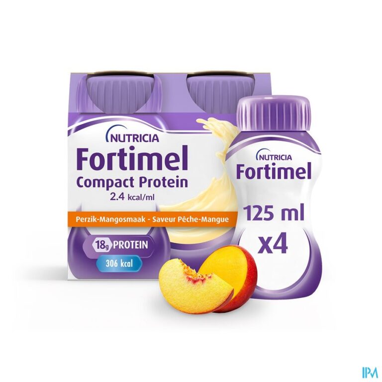fortimel compact protein 2.4kcal arôme pêche mangue complément nutritionnel dénutrition bouteilles 4x125 ml