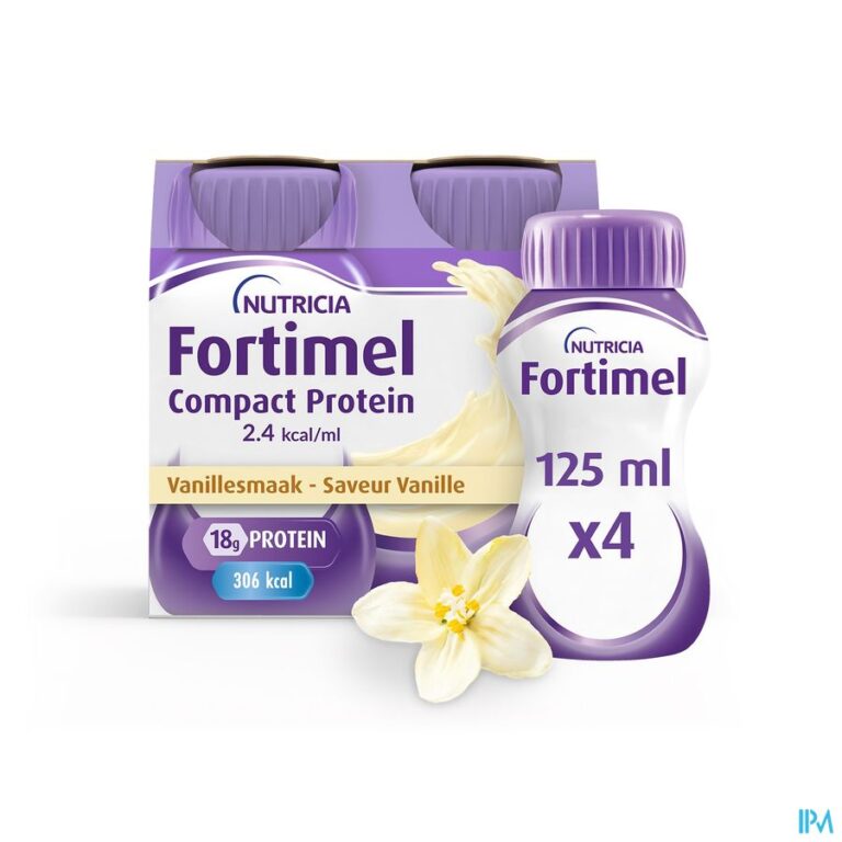 fortimel compact protein 2.4kcal saveur vanille complément nutritionnel dénutrition bouteilles 4x125 ml