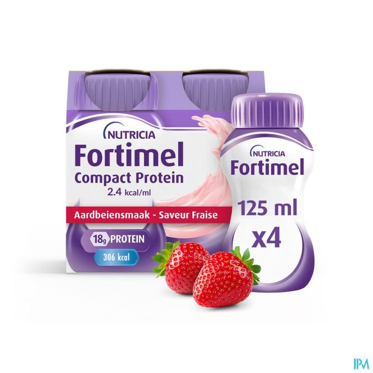 fortimel compact protein 2.4kcal saveur fraise complément nutritionnel dénutrition bouteilles 4x125ml