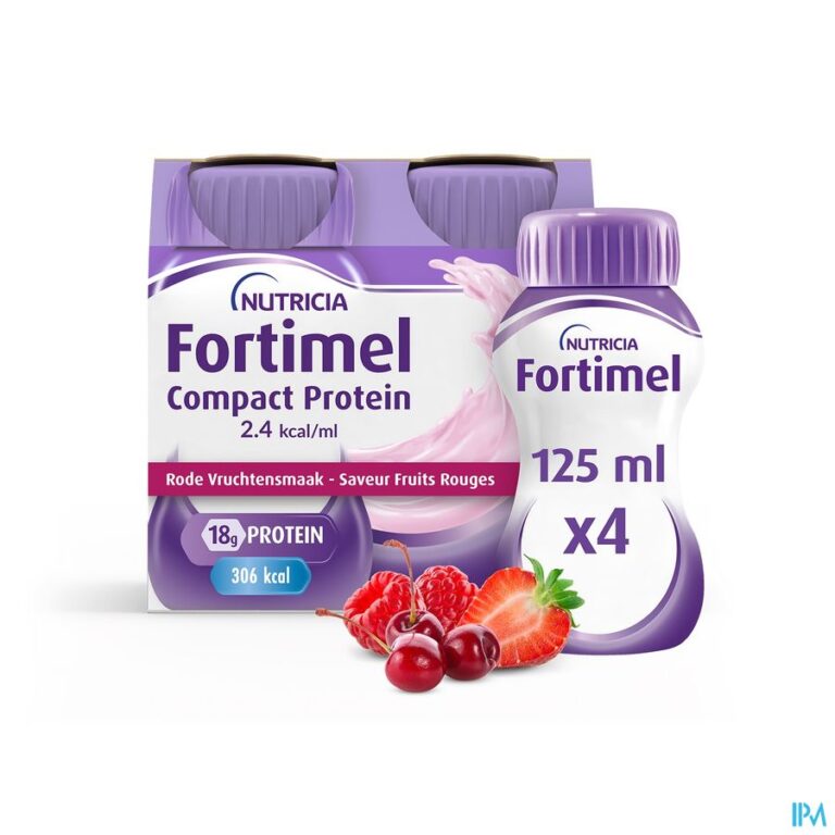 fortimel compact protein 2.4kcal saveur fruits rouges complément nutritionnel dénutrition bouteilles 4x125ml